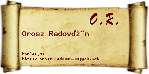 Orosz Radován névjegykártya